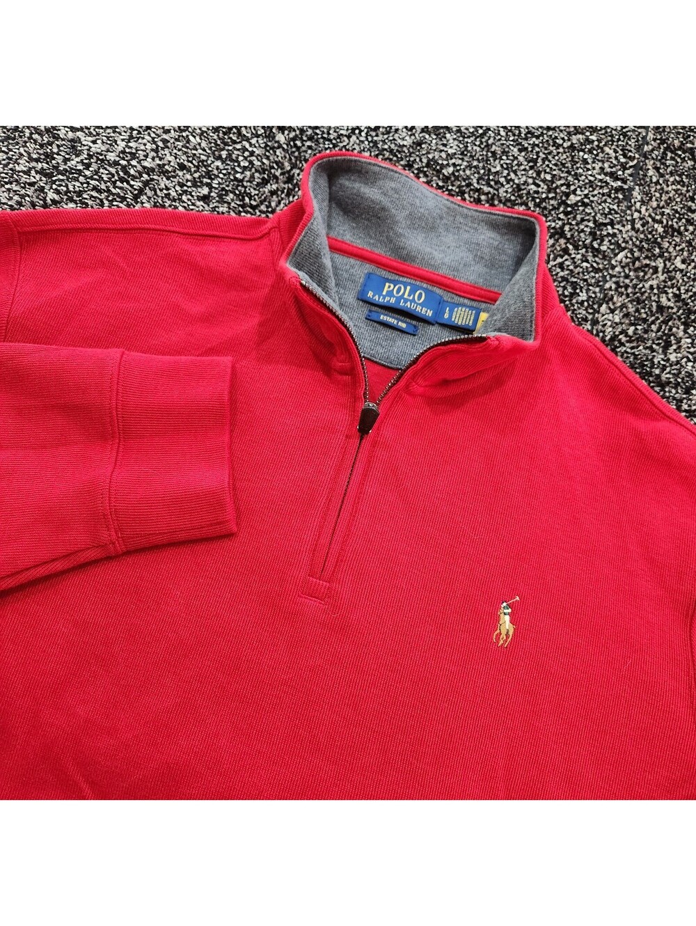 Polo Ralph Lauren Estate Rib Quarter Zip Pullover Men’s Sz Large Red Pony Cotton